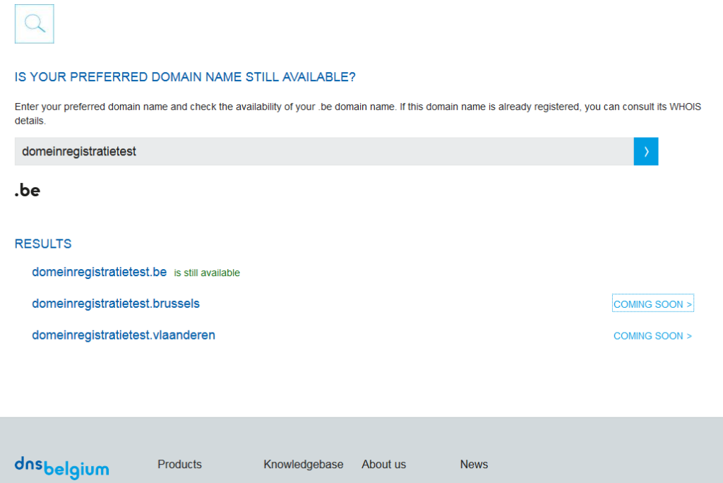 dns belgium domain available
